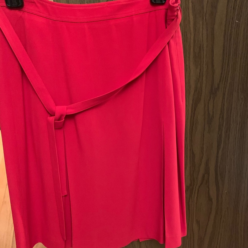 Red Burberry pleated skirt